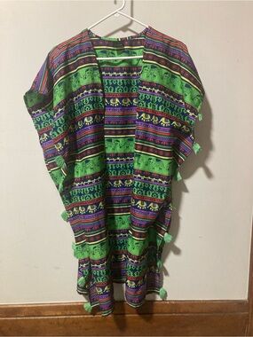ANA & KATE Green Elephant Print Kimono